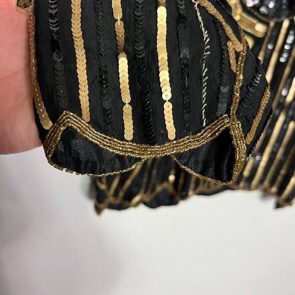 Royal Feelings Blouse Women 2X Sequined Beaded Abstract Graphic Vtg 80s Silk - Picture 5 of 13